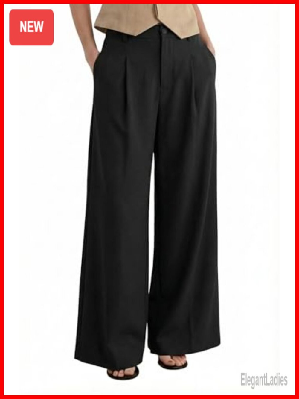 Linen Wide Leg Work Dress Pants Business Casual High Waist